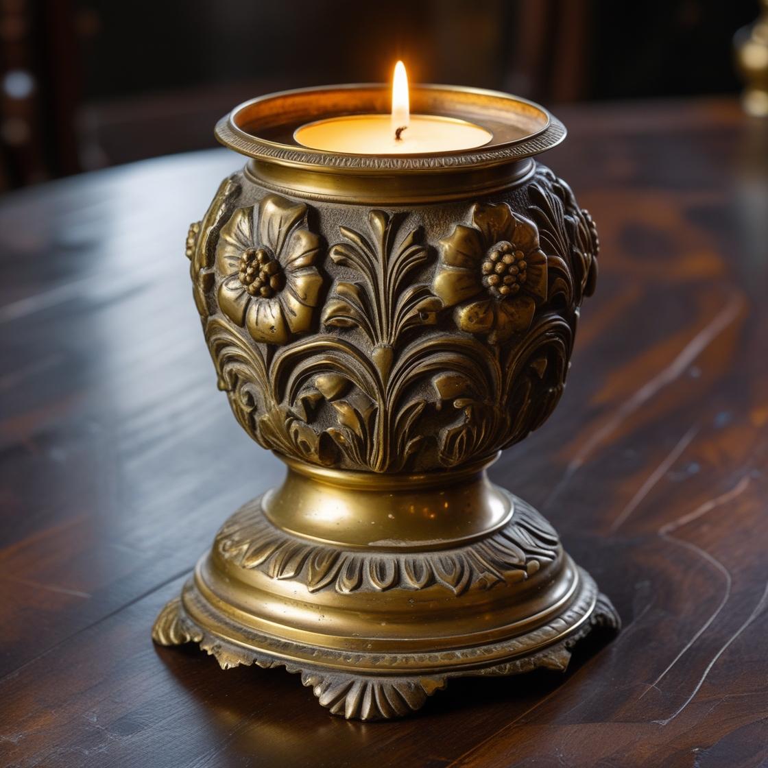 Antique Brass Candle Holder - Image 3