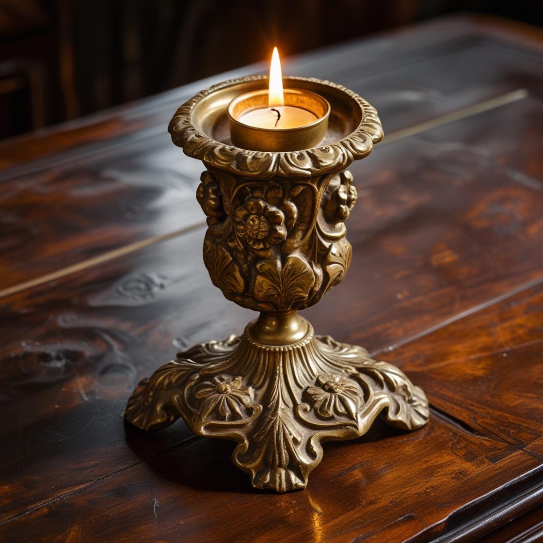 Antique Brass Candle Holder - Image 4