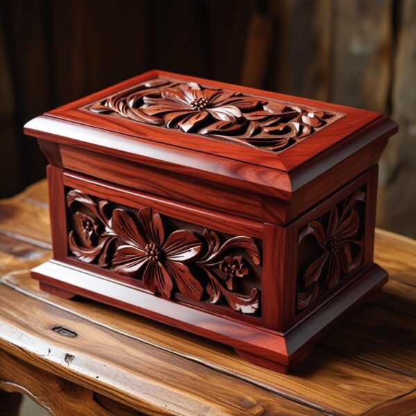 Royal Wooden Carved Jewelry Box - Image 4