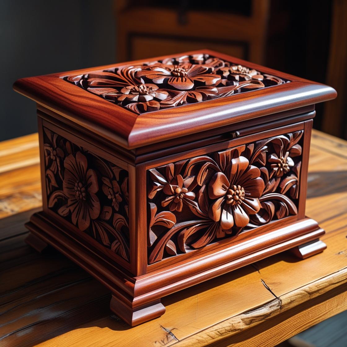 Royal Wooden Carved Jewelry Box - Image 3