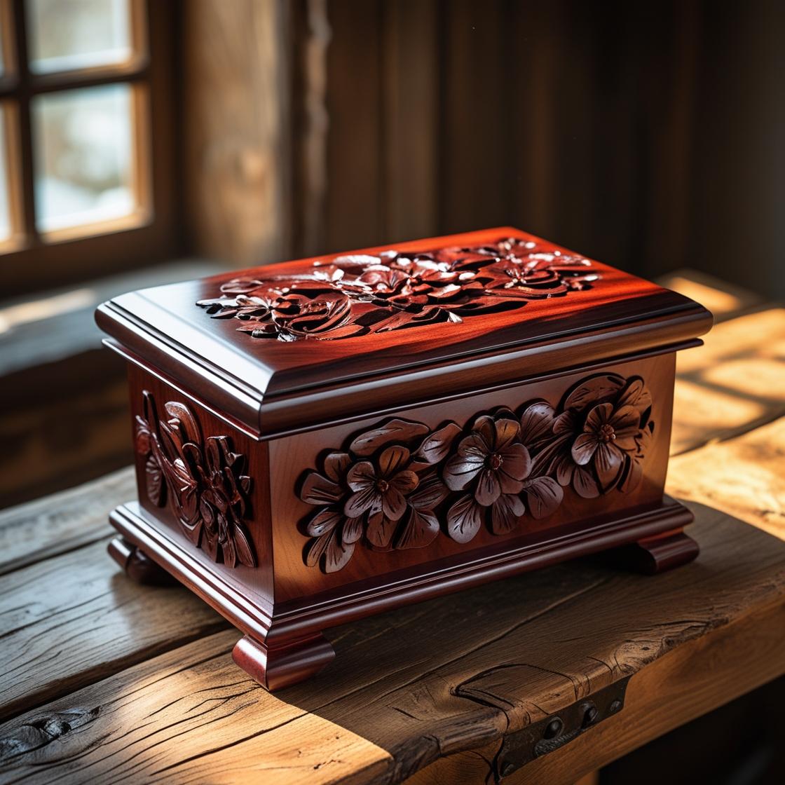 Royal Wooden Carved Jewelry Box - Image 2
