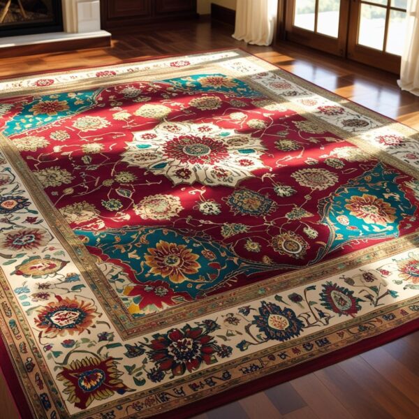 Handmade Kashmiri Silk Carpet - Image 2