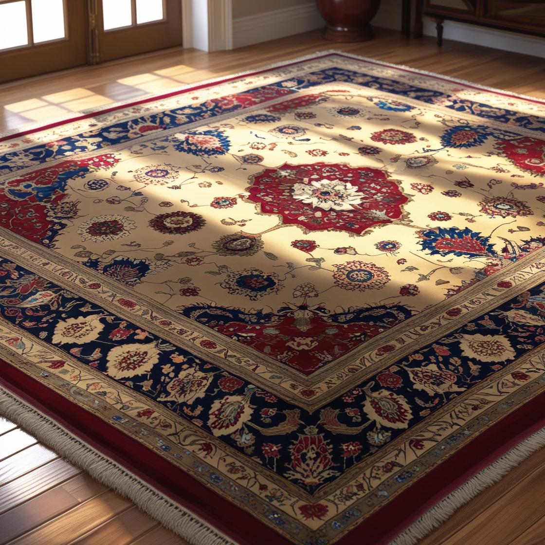 Handmade Kashmiri Silk Carpet - Image 4